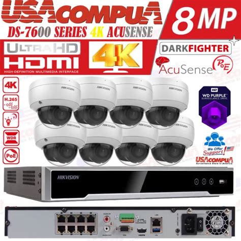 HIKVISION 4K SECURITY Camera system AcuSense 4MP IP HDD Included and ...