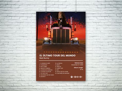 Tracklist poster El Ultimo Tour Del Mundo Music Album Poster| Album Cover poster Bad Bunny ...