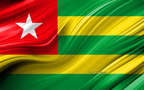 Togolese flag, African countries, 3D waves, Flag of Togo, national symbols, Togo 3D flag, HD ...