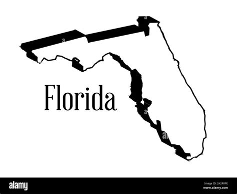 3D Outline silhouette of the map of Florida isolated on white Stock ...