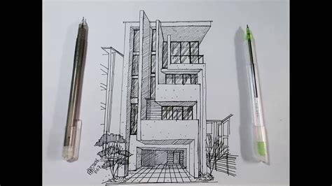 Time Lapse Free Hand Architectural Drawing_67 - YouTube