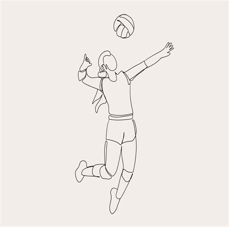 Minimalist Volleyball Player Line art, Sport Athlete Female Player ...