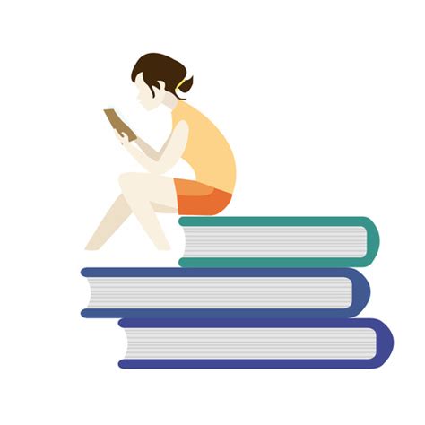 Female student reading book vector free download