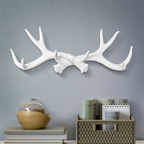 White Deer Antlers Mount | Deer Antler Decor by Wall Charmers