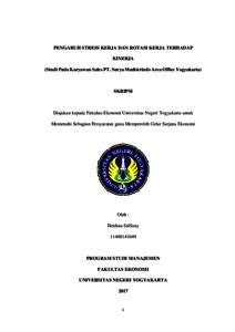 PENGARUH STRESS KERJA DAN ROTASI KERJA TERHADAP KINERJA (Studi Pada ...