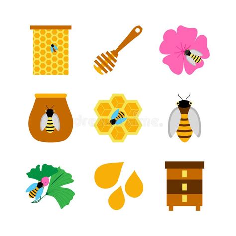 Honey Apiculture Isolated Objects Stock Vector - Illustration of rosh, sweet: 144799293