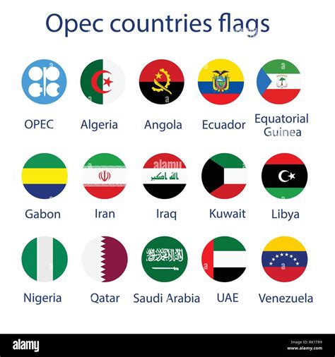 Vector illustration icon set, collection of OPEC members countries ...