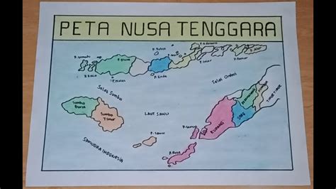 Cara menggambar sketsa peta pulau Nusa tenggara|| gambar peta Nusa ...