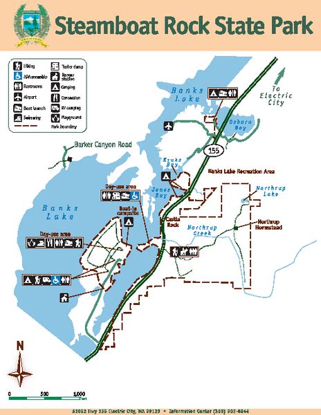 Steamboat Rock State Park Map - 51052 Highway 155 Electric City WA ...