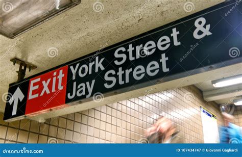 NEW YORK CITY - OCTOBER 22, 2015: Exit Sign on York Street Subway ...