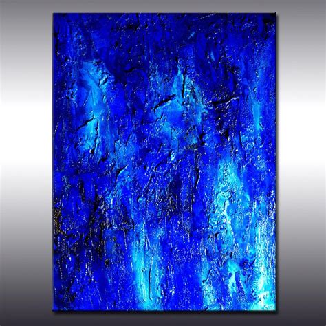 Original Textured BLUE Abstract Painting Contemporary Modern fine art ...