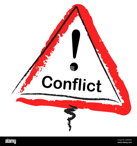 Conflict warning traffic sign isolated against white background Stock ...