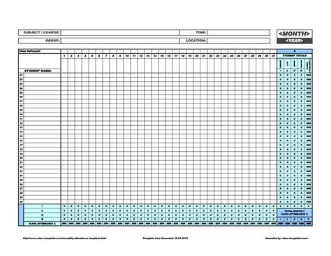 Student Attendance Tracker Template | HQ Printable Documents