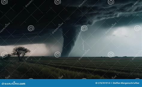 Apocalyptic Storm: Massive Tornado and Lightning Strikes Stock ...