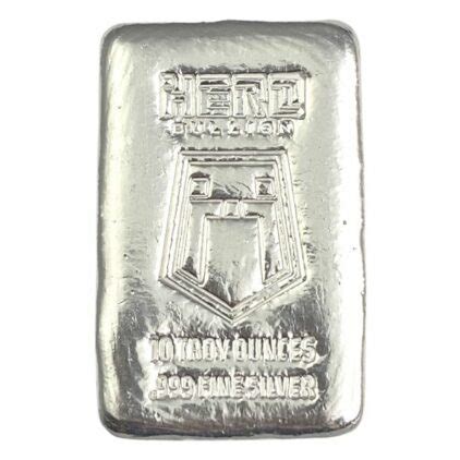 Hero Bullion 10 oz Poured Silver Bar - Hero Bullion