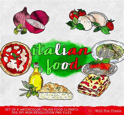 Italian food clipart commercial use italian kitchen clipart | Etsy