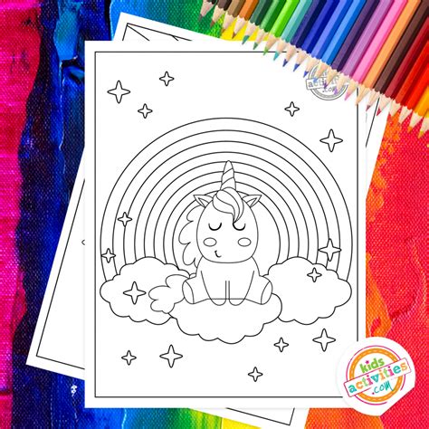 Rainbow Unicorn Coloring Pages