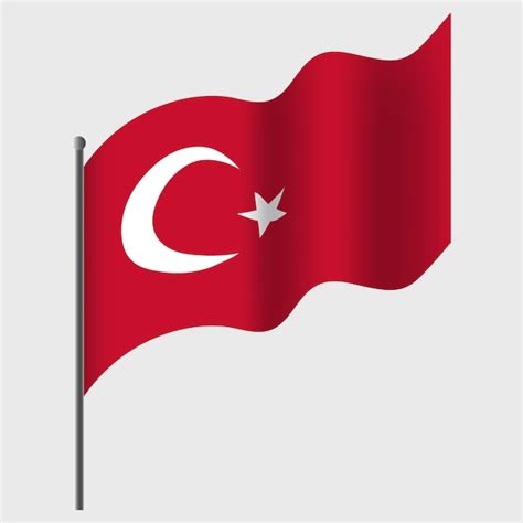 Ondeó la bandera de turquía bandera turca en asta vector emblema de ...