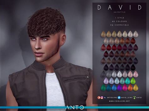 Anto - David (Patreon) | Sims hair, Sims 4 curly hair, Sims 4 hair male