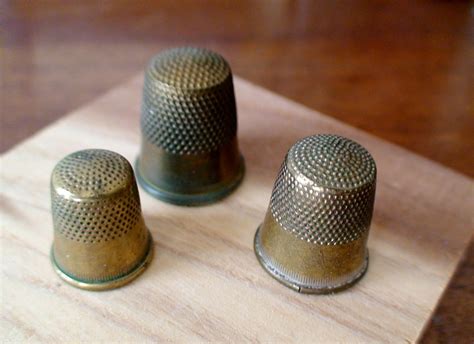 Three Antique Brass Thimbles From Mother's Collection