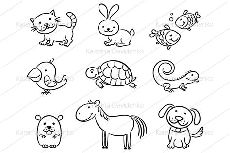 Set of cartoon pet animals By Optimistic Kids Art | TheHungryJPEG