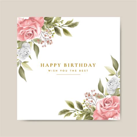 Floral Birthday Card Template 9418465 Vector Art at Vecteezy