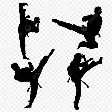 Commercial Silhouette Vector PNG, Taekwondo Figures Silhouette Can Be Commercial Elements ...