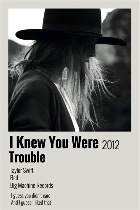 I knew you were trouble poster | Taylor swift songs, Taylor songs, Taylor swift album