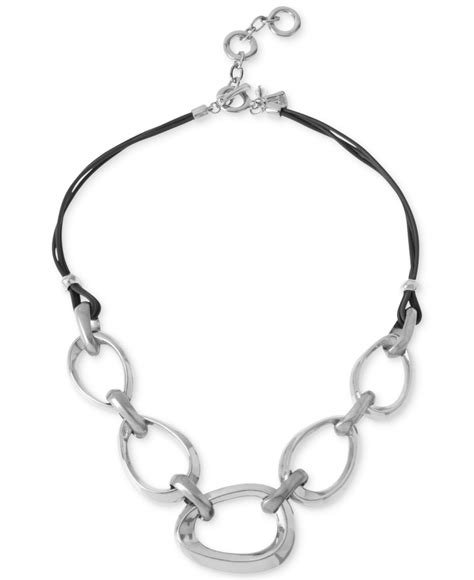 Robert lee morris Silver-Tone Sculptural Link Frontal Necklace in ...