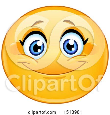 Clipart of a Yellow Female Emoji Face Smiling - Royalty Free Vector ...