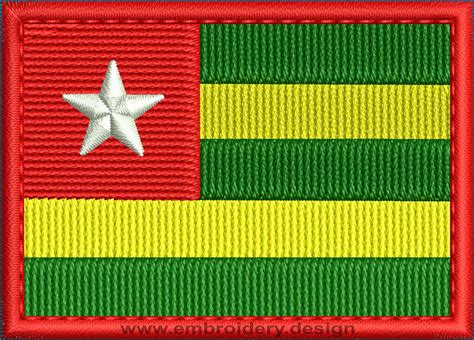 Design embroidery Flag of Togo Rectangle with Colour Trim by embroidery design