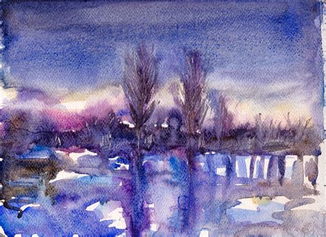 Night On The River | Tim Baker | Watercolour Paintings, Drawings ...