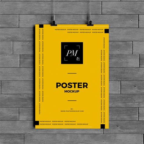 Free-Hanging-Over-Wall-Poster-Mockup-PSD-600 | Poster mockup, Poster mockup psd, Hanging posters