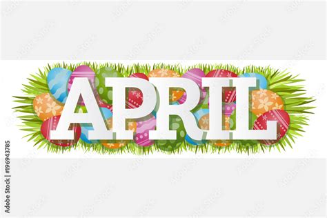 April Single Word Easter Eggs Banner Vector Illustration 1 Stock Vector ...