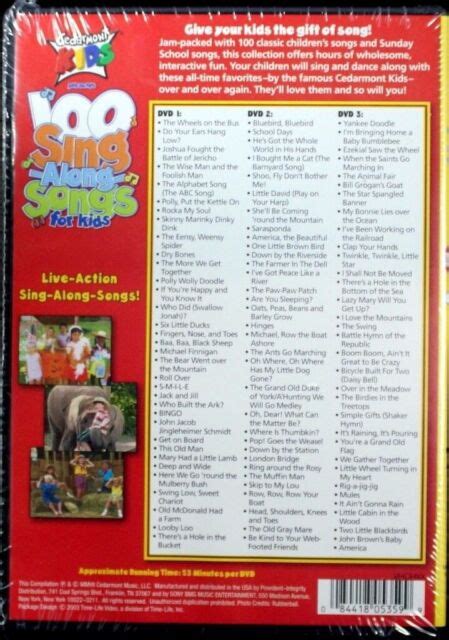 Cedarmont Kids 100 Sing-Along-Songs for Kids 3 NEW DVD | eBay