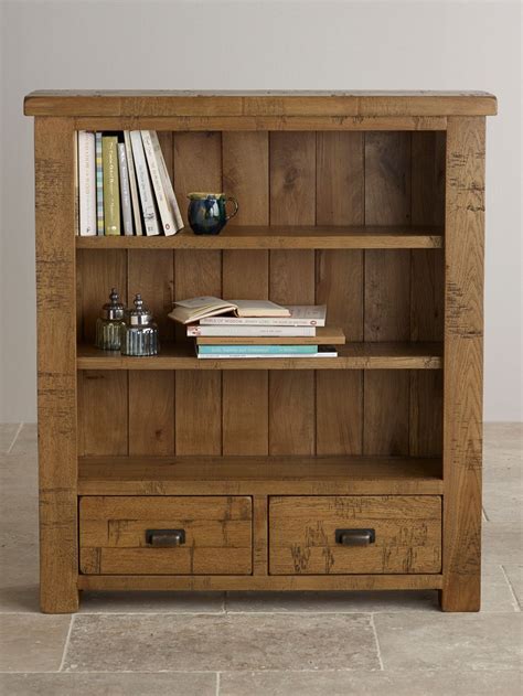 Ripley Rough Sawn Solid Oak Small Bookcase | Home Office Furniture ...