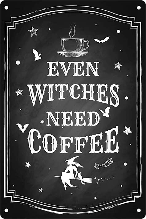 IRISVITA Black Witch Decor, Even Witches Need Coffee, Witch Kitchen Decor, Coffee Bar Decor ...