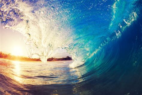 Big Blue Ocean Wave Sunny Sky Stock Photo - Image of ocean, side: 56923456