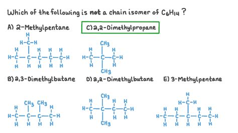 Question Video: Identifying the Molecule That Is Not a Chain Isomer | Nagwa