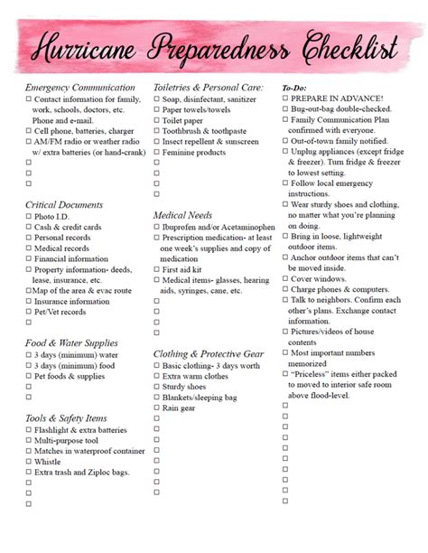 Free Printable Hurricane Preparedness Checklist & Tips to Prepare