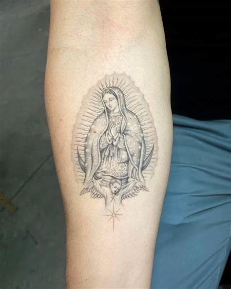 Our Lady of Guadalupe tattoo done on the inner forearm