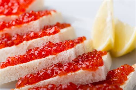 Red Salmon Caviar Served on Toast Stock Image - Image of caviar, bread ...