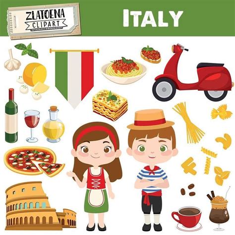 Italian Clip Art Italy Clipart Pizza Clipart Pasta Food Rome Colosseum ...