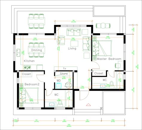 One Storey Building 12x9 Meter 40x30 Feet 2 Beds - Pro Home DecorZ