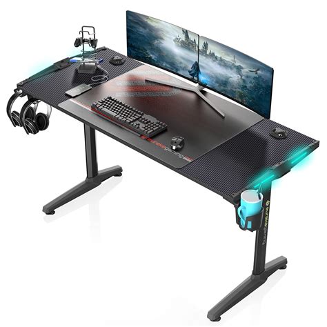 Buy EUREKA ERGONOMIC Carbon Fibre Plastic Gaming Computer Desk 55" Home ...