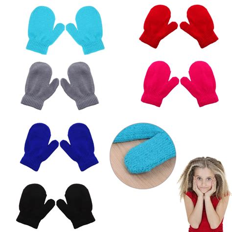 1 pair Multi Color Cute Unisex Knitting Warm Soft Gloves Girls Candy ...