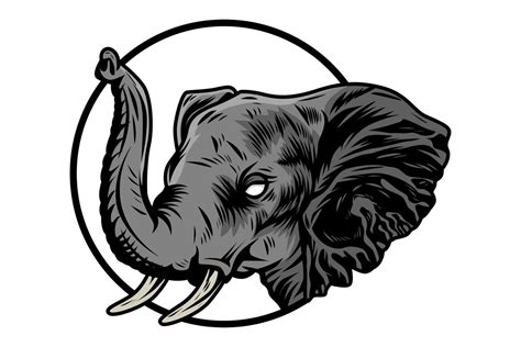 elephant vector logo illustration circle, elephant illustration ...