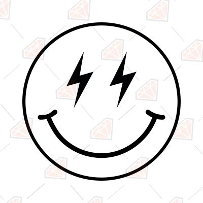 Lightning Eyes Smiley Face SVG, Bolt Emoji SVG Digital Download | PremiumSVG