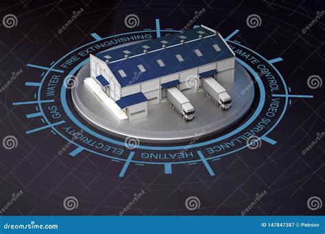 Smart Warehouse with Infographics Stock Image - Image of system, service: 147847387