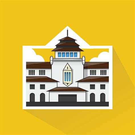 Illustration of Gedung Sate in Flat Design 21938347 Vector Art at Vecteezy